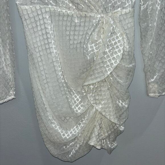 Ramy Brook Allona Dress Size 2 NWT Ivory Textured Long Sleeve Mini Bridal Dress - Picture 5 of 14